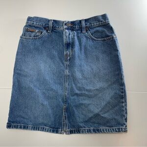 Eddie Bauer Womens Front Slit Short A Line Jean Skirt Size 6
